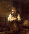 Рембрандт ван Рейн - Девушка с метлой 1651