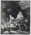 Рембрандт ван Рейн - Бегство в Египет ночью, фрагмент 1651