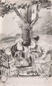Рембрандт ван Рейн - Четыре восточных человека, сидящих под деревом 1656-1661