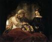 Рембрандт ван Рейн - Иаков благословляет детей Иосифа 1656