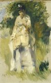Огюст Ренуар - Женщина, стоящая у дерева 1866