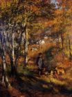 Огюст Ренуар - Художник Жюль ле Кер в лесу Фонтенбло на прогулке со своей собакой 1866