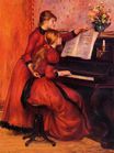 Урок фортепьяно. Молодые девушки за фортепиано 1889