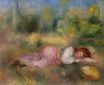 Девушка растянулась на траве 1890