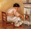Женщина топит печь 1912
