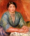 Сидящая женщина в синем платье 1915