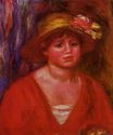 Огюст Ренуар - Бюст молодой женщины в красной блузке 1915