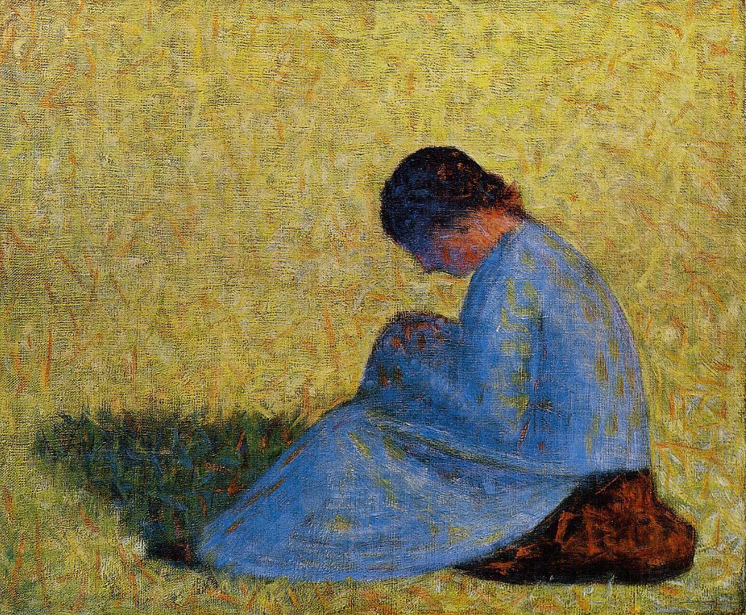 Жорж Сёра - Крестьянка сидит на траве 1883