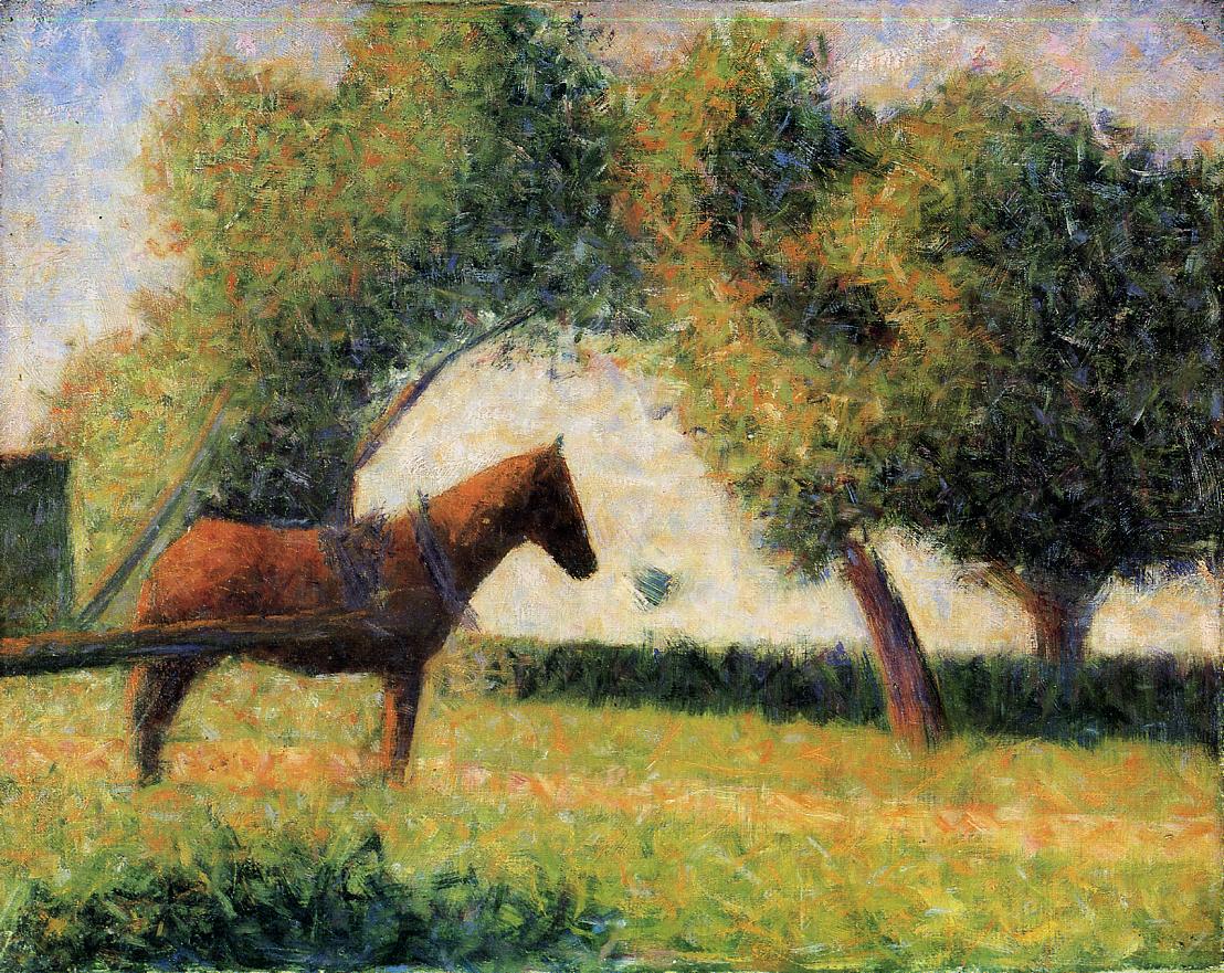 Жорж-Пьер Сёра - Лошадь и телега 1884