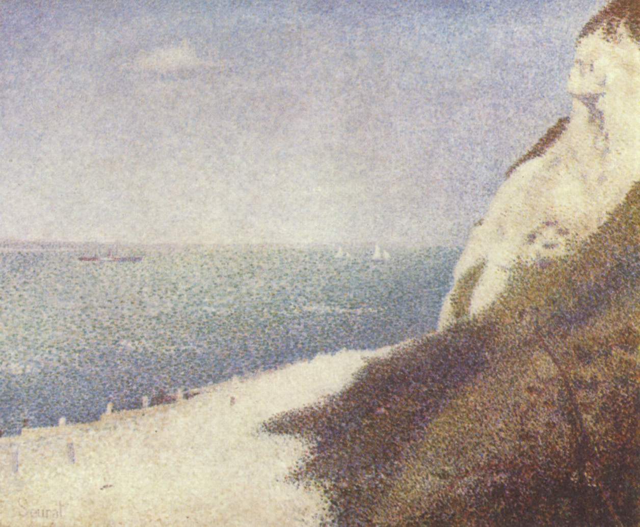 Жорж-Пьер Сёра - Пляж в Бас-Бутен, Онфлёр 1886