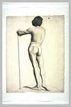 Man standing, leaning on a stick 1877
