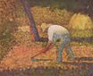 Georges Seurat most famous paintings. Peasant with Hoe 1882