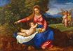 Тициан, Тициано Вечеллио - Мадонна с младенцем в пейзаже с Тобиасом и Ангелом 1535-1540