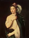 Тициан, Тициано Вечеллио - Портрет молодой женщины в шляпе с пером 1536
