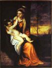 Тициан, Тициано Вечеллио - Мадонна с младенцем в вечернем пейзаже 1562-1564