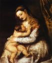 Тициан, Тициано Вечеллио - Дева Мария кормит своего ребенка 1565-1570