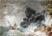 Уильям Тёрнер - Скалистый берег, с мужчинами, пытающимися спасти лодку в шторм 1792-1793
