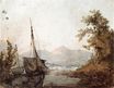 Уильям Тёрнер - Речной пейзаж с отдаленными горами 1792-1793