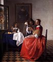 Ян Вермеер - Девушка с бокалом вина. Леди и два джентльмена 1659