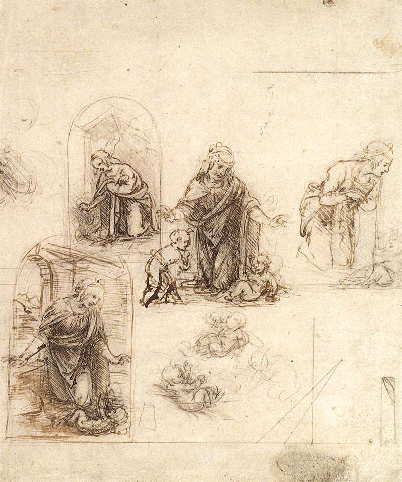 Леонардо да Винчи - Этюд для Рождества 1480-1485