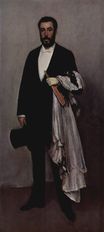 Джеймс Уистлер - Композиция из светло-розового и черного. Портрет Теодора Дьюрета 1883