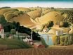 Grant Wood most famous paintings. Stone city, Iowa 1930