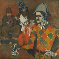 Пабло Пикассо - В кабаре Лапин Агиль, или Арлекин с бокалом 1904