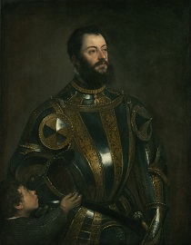 Тициан Вечеллио Альфонсо д'Авалоса, маркиз дель Васто, в доспехах и его паж 1533