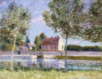 Альфред Сислей Дома вдоль реки Луан 1889