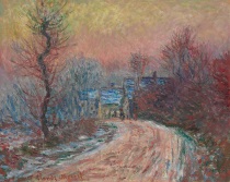 Клод Моне - Вход в Живерни зимой, закат 1885