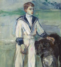 Анри де Тулуз-Лотрек - Ребенок с собакой, сын мадам Марте и собака Памела-Тауссат 1900