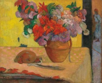 Поль Гоген - Ваза с цветами и тыквой 1891