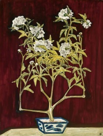 Санью (Чанг Юй) - Горшечная хризантема в голубом и белом плантаторе 1950-х годов